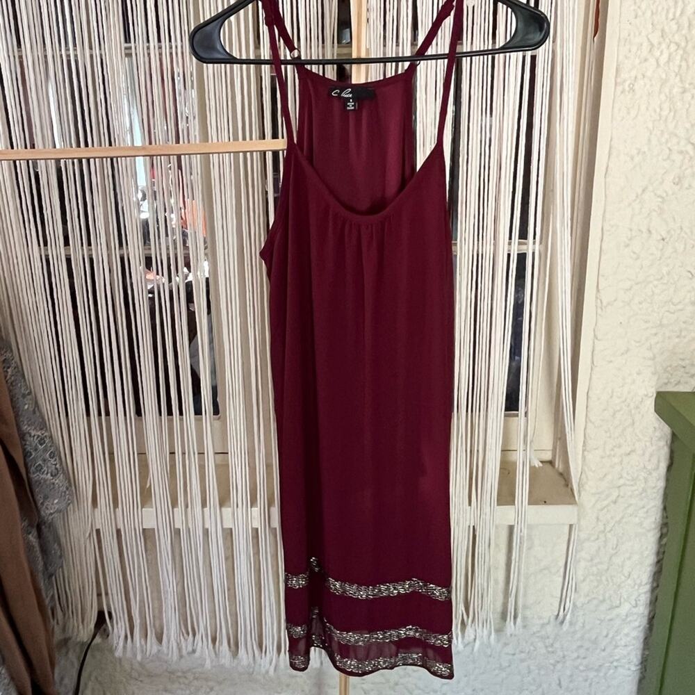 C. Luce Burgundy Dress with Shimmer Accents (B)